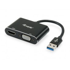 Adapter, USB 3.2-VGA/HDMI, EQUIP