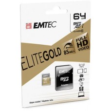 Memóriakártya, microSDXC, 64GB, UHS-I/U1, 85/20 MB/s, adapter, EMTEC 