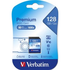 Memóriakártya, SDXC, 128GB, CL10/U1, 90/10 MB/s, VERBATIM 